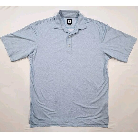 FootJoy Golf Polo Shirt Men's Size Large Light Blue White Dots - Picture 2 of 12